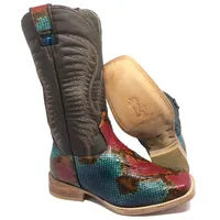 Bota Texana Reizinho Premium de Couro Legítimo de Cobra Python Lille LIMITED EDITION - Cano Alto, Bico Quadrado - Solado de  - imagem 1
