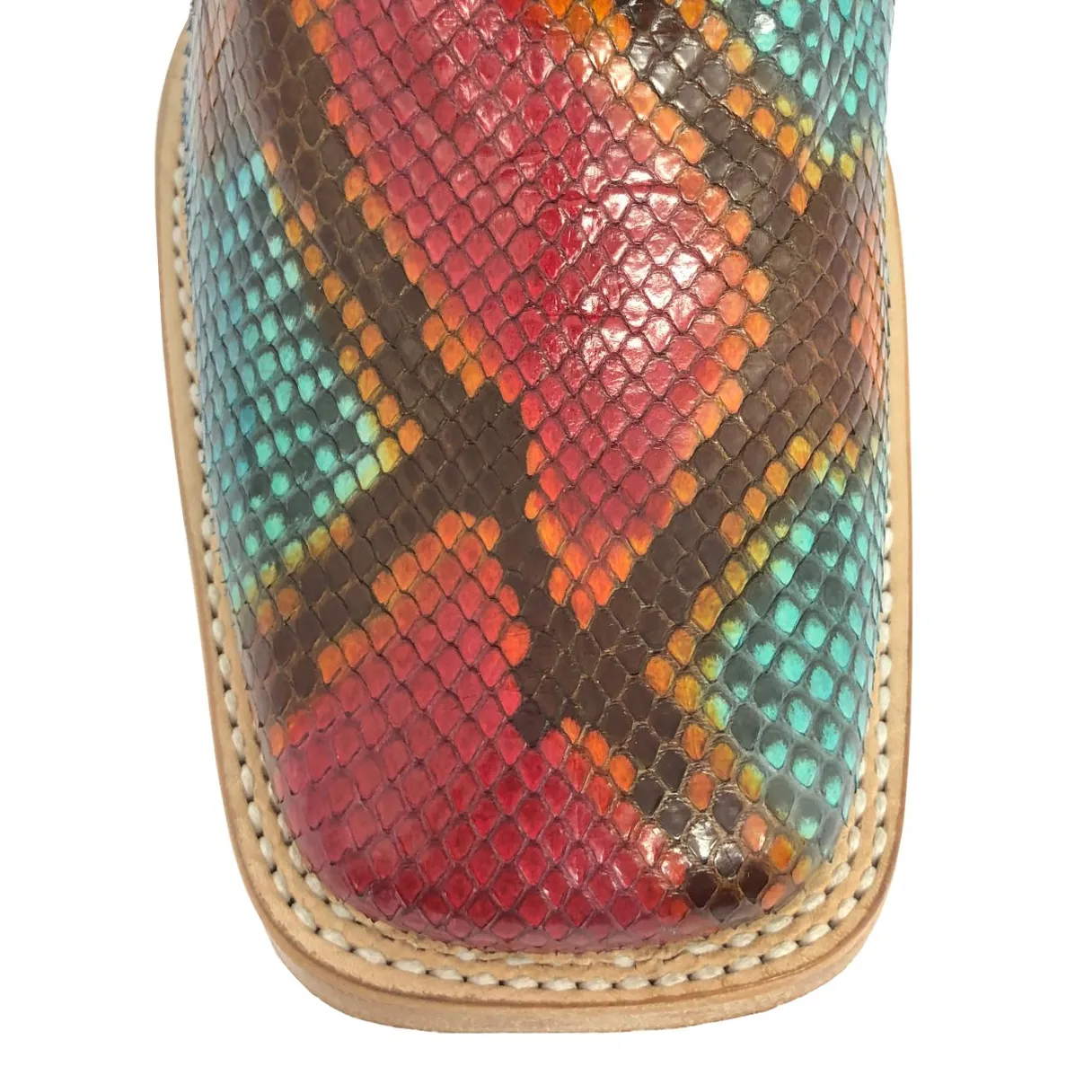 Bota Texana Reizinho Premium de Couro Legítimo de Cobra Python Lille LIMITED EDITION - Cano Alto, Bico Quadrado - Solado de 
