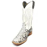 Bota Texana Reizinho Premium de Couro Legítimo de Cobra Python Natural LIMITED EDITION - Cano Alto, Bico Quadrado - Solado de Couro Artesanal - imagem 6