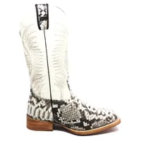 Bota Texana Reizinho Premium de Couro Legítimo de Cobra Python Natural LIMITED EDITION - Cano Alto, Bico Quadrado - Solado de Couro Artesanal - imagem 3