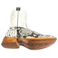 Bota Texana Reizinho Premium de Couro Legítimo de Cobra Python Natural LIMITED EDITION - Cano Alto, Bico Quadrado - Solado de Couro Artesanal - imagem 5