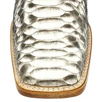 Bota Texana Reizinho Premium de Couro Legítimo de Cobra Python Natural LIMITED EDITION - Cano Alto, Bico Quadrado - Solado de Couro Artesanal - imagem 4