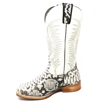 Bota Texana Reizinho Premium de Couro Legítimo de Cobra Python Natural LIMITED EDITION - Cano Alto, Bico Quadrado - Solado de Couro Artesanal - imagem 2