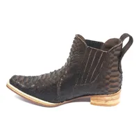 Bota Texana Reizinho Premium de Couro Legítimo de Cobra Python Luxo Brown LIMITED EDITION - Cano Curto, Bico Fino Quadra - imagem 2