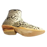 Bota Texana Reizinho Premium de Couro Legítimo de Cobra Python Natural LIMITED EDITION - Cano Curto, Bico Fino Quadradinho - Solado de Couro Artesanal - imagem 5