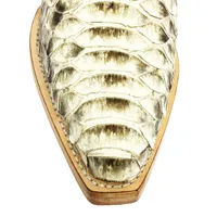 Bota Texana Reizinho Premium de Couro Legítimo de Cobra Python Natural LIMITED EDITION - Cano Curto, Bico Fino Quadradinho - Solado de Couro Artesanal - imagem 4
