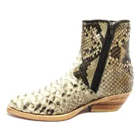 Bota Texana Reizinho Premium de Couro Legítimo de Cobra Python Natural LIMITED EDITION - Cano Curto, Bico Fino Quadradinho - Solado de Couro Artesanal - imagem 2