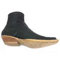 Bota Texana Reizinho Premium de Couro Legítimo de Cobra Python Preta LIMITED EDITION - Cano Curto, Bico Fino Quadradinho - Solado de Couro Artesanal - imagem 5