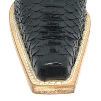Bota Texana Reizinho Premium de Couro Legítimo de Cobra Python Preta LIMITED EDITION - Cano Curto, Bico Fino Quadradinho - Solado de Couro Artesanal - imagem 4
