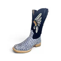Bota Texana Reizinho Premium de Couro Legítimo de Elefante Cinza Natural LIMITED EDITION - Cano Alto, Bico Quadrado - Solado de Couro Artesanal com Proteção - imagem 6