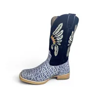 Bota Texana Reizinho Premium de Couro Legítimo de Elefante Cinza Natural LIMITED EDITION - Cano Alto, Bico Quadrado - Solado de Couro Artesanal com Proteção - imagem 2