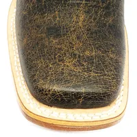 Bota De Couro De Barriga De Avestruz Black Cognac - Cano Curto De Elástico, Bico Quadrado, Solado De Couro Artesanal - imagem 4