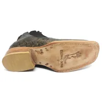 Bota De Couro De Barriga De Avestruz Black Cognac - Cano Curto De Elástico, Bico Quadrado, Solado De Couro Artesanal - imagem 5