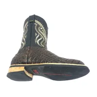 Bota de Couro de Jacaré Marrom - Cano Médio, Bico Redondo, SOLADO X-FLEX ARTESANAL - imagem 6