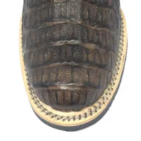 Bota de Couro de Jacaré Marrom - Cano Médio, Bico Redondo, SOLADO X-FLEX ARTESANAL - imagem 5