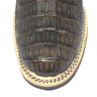 Bota de Couro de Jacaré Marrom - Cano Médio, Bico Redondo, SOLADO X-FLEX ARTESANAL - imagem 5