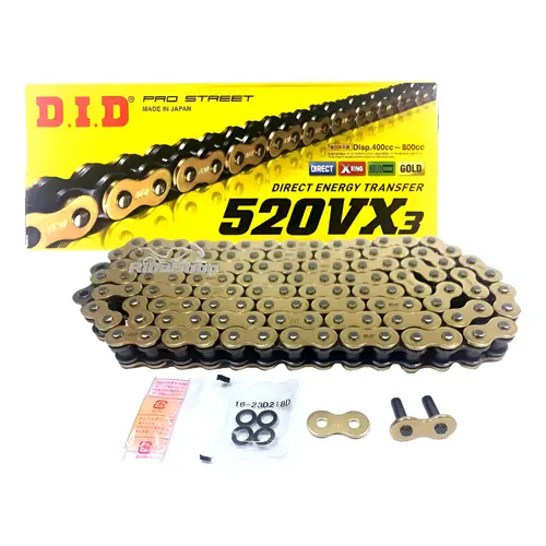 Corrente de Transmissão Dourada com Retentor DID Vx3 520 120 Elos