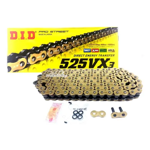 Corrente de Transmissão Dourada com Retentor DID Vx3 525 120 Elos
