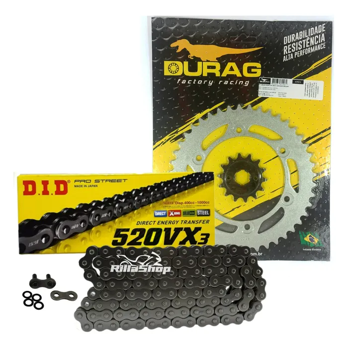 Kit Relação Did 520 Vx3 100l Durag 44/14 Honda Xl 250R 82/84
