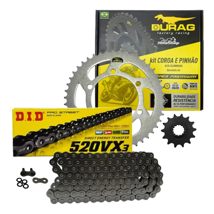 Kit Relação Did 520 Vx3 112l Durag 46/14 Kle300 Versys 17/24