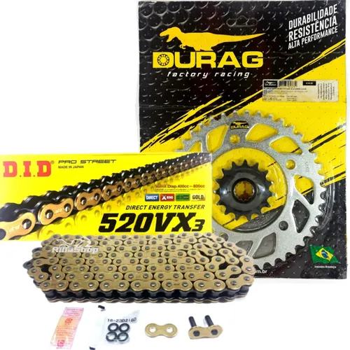 Kit Relação Did 520 Vx3 Dourada Durag 41/15 Cb Cbr 500 13/18