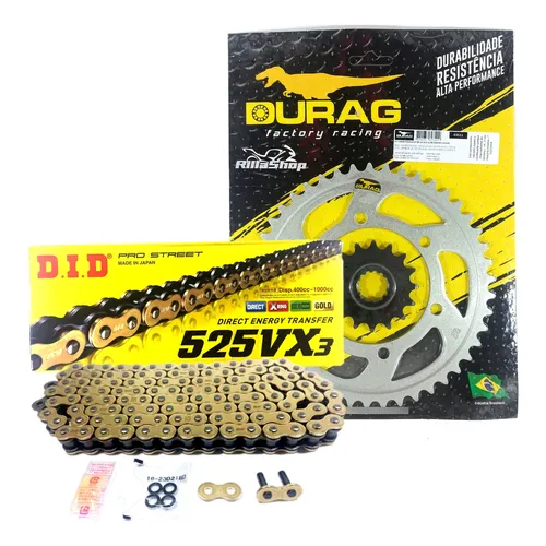Kit Relação Did 525 Vx3 Dourada Durag 45/16 Mt 09 13/24