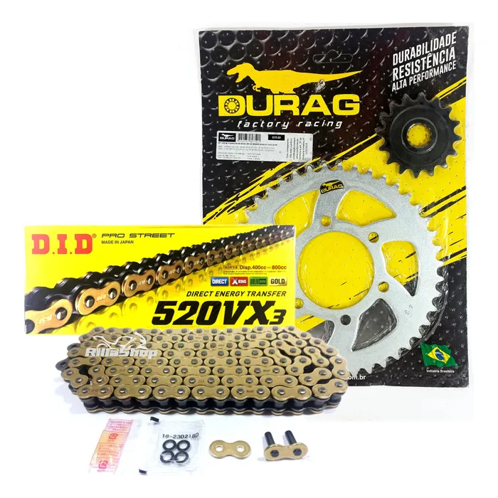 Kit Relação Did 520 Vx3 Dourada Durag 43/16 Ninja Zx6r 07/25