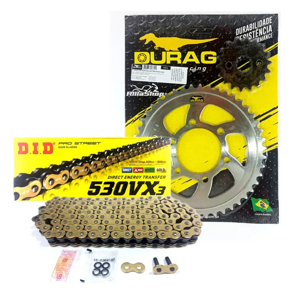 Kit Relação Did 530 Vx3 Dourada Durag 46/18 Ninja Zx12 00/05