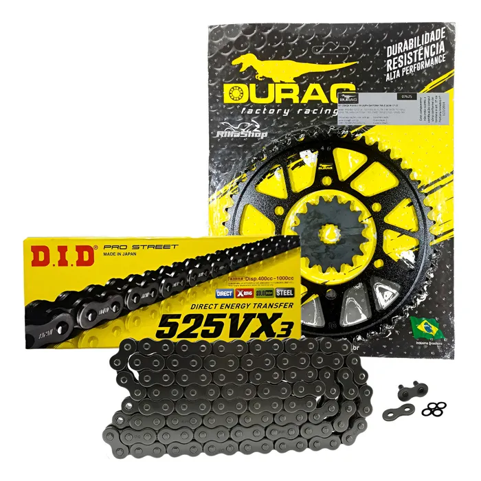 Kit Relação Did 525 Vx3 118l Durag 46/16 Street 765 Daytona