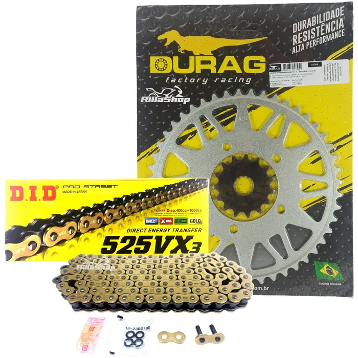 Kit Relação Did 525 Vx3 Dourada Durag 48/15 Gsf Gsx650 07/16