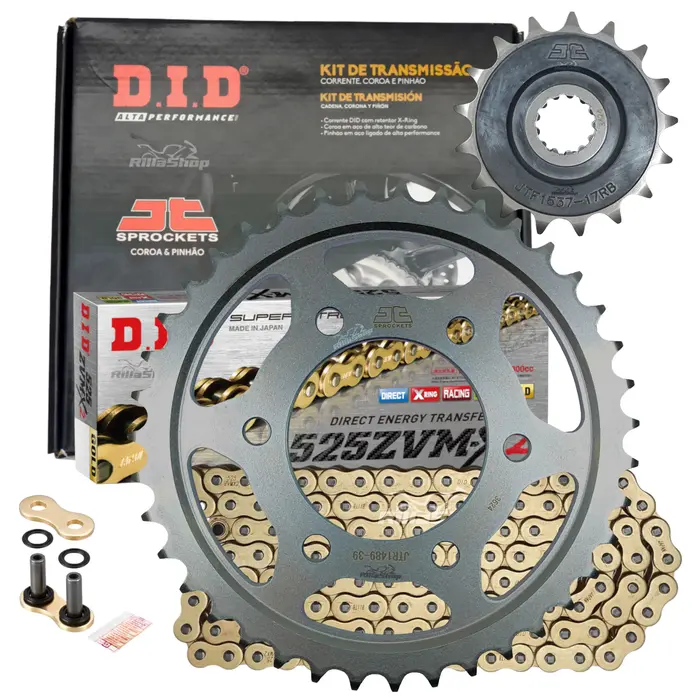 Kit Relação Premium Did Jt Kawasaki Ninja Zx10 R de 2004 e 2005 de 2011 até 2020 Krt Se Rr de 2016 até 2020