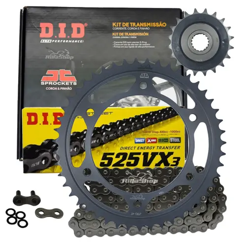 Kit Relação Premium Did Jt 525 Vx3 120 L 47/20 Bmw F 800 R 2009 até 2018 10,5mm