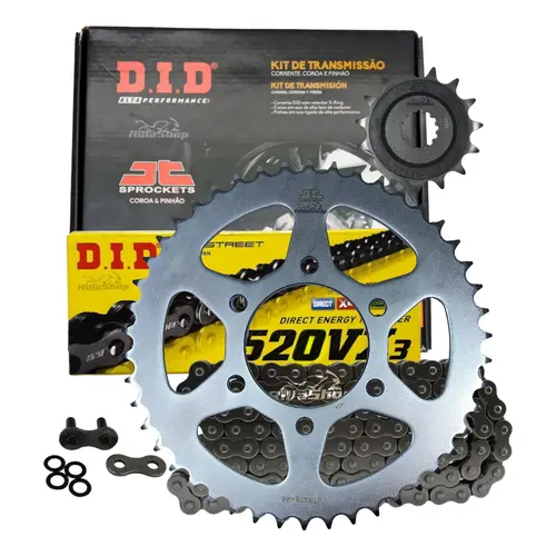 Kit Relação Premium Did Jt 520 Vx3 114 L 46/15 Kawasaki Er6n 09/17 Er6f Ninja 06/17 Z 650 18/24 Versys 650 10/25