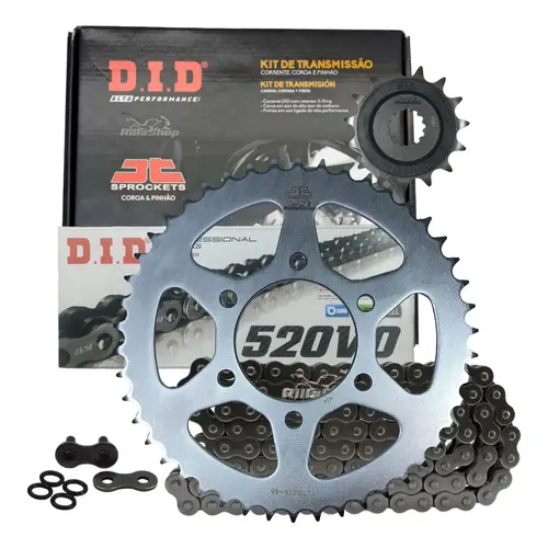 Kit Relação Premium Did Jt 520 V0 114 L 46/15 Kawasaki Er6n 2009 até 2017 Er6f Ninja 2006 até 2017 Z 650 2018 até 2024 Versys 650 2010 até 2025