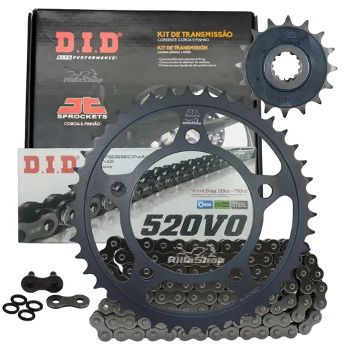 Kit Relação Premium Did Jt 520 V0 114 L 43/16 Honda Nc 700 S 2011 até 2013 Nc 700 X 2011 até 2016 Nc 750 X 2021 até 2024