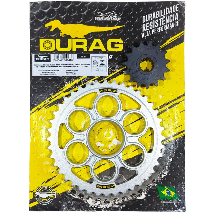 Kit Coroa e Pinhão Durag Ducati 1200 Multistrada de 2010 até 2017 Pikes Peak de 2012 até 2017 Touring de 2010 até 2017 1260 Multistrada S D-Air de 2018 até 2022 Pikes Peak de 2018 até 2022