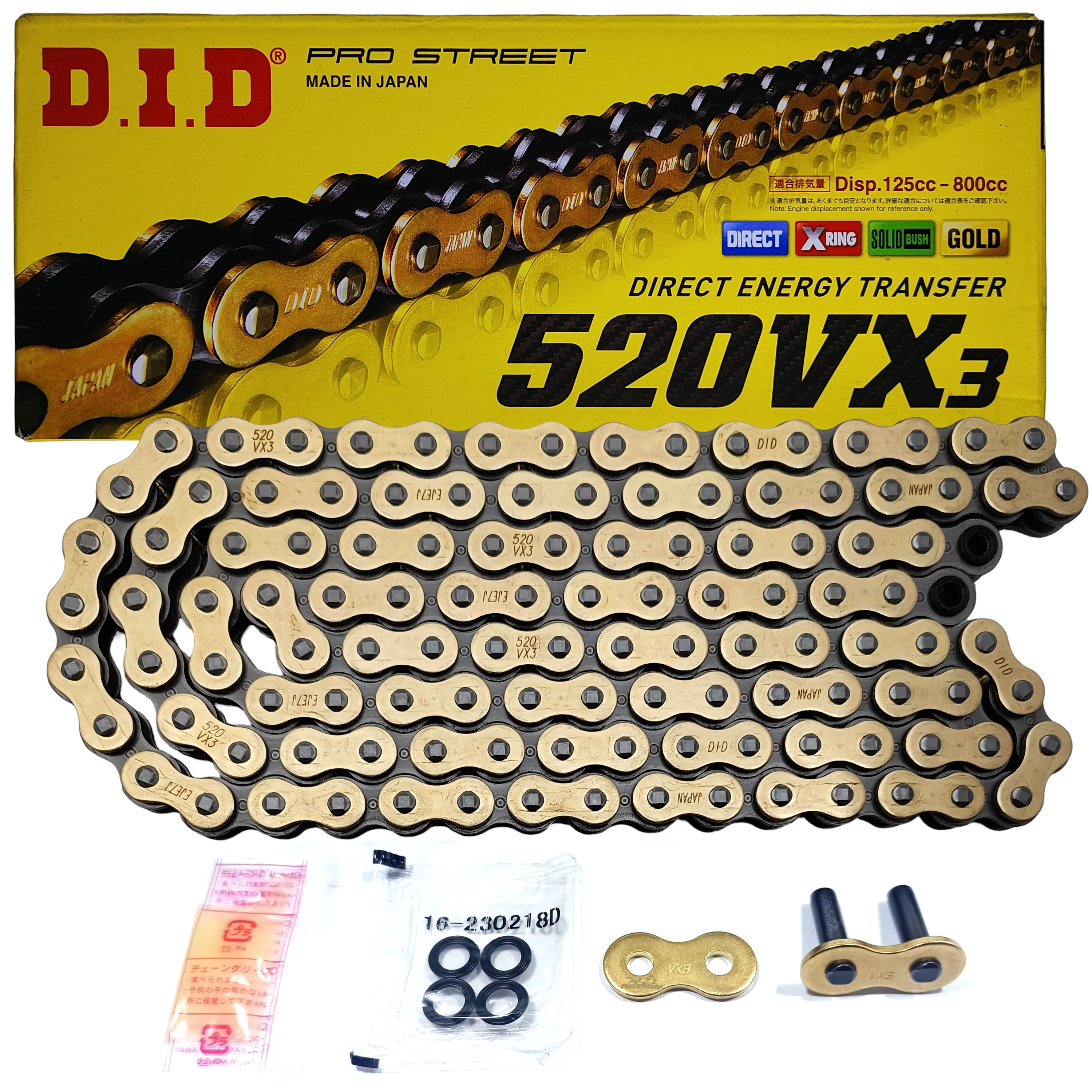 Corrente de Transmissão Dourada com Retentor DID Vx3 520 120 Elos