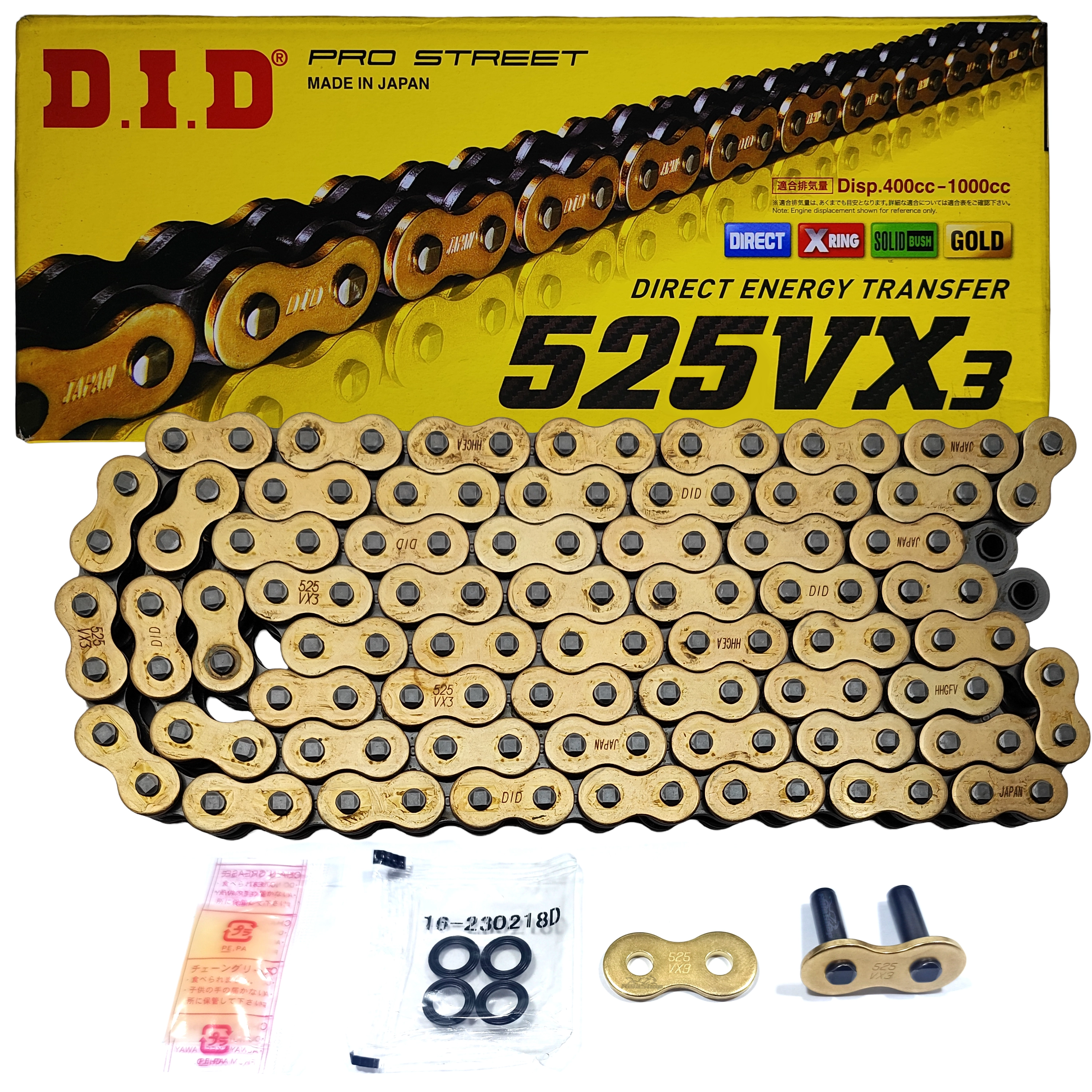 Corrente de Transmissão Dourada com Retentor DID Vx3 525 120 Elos