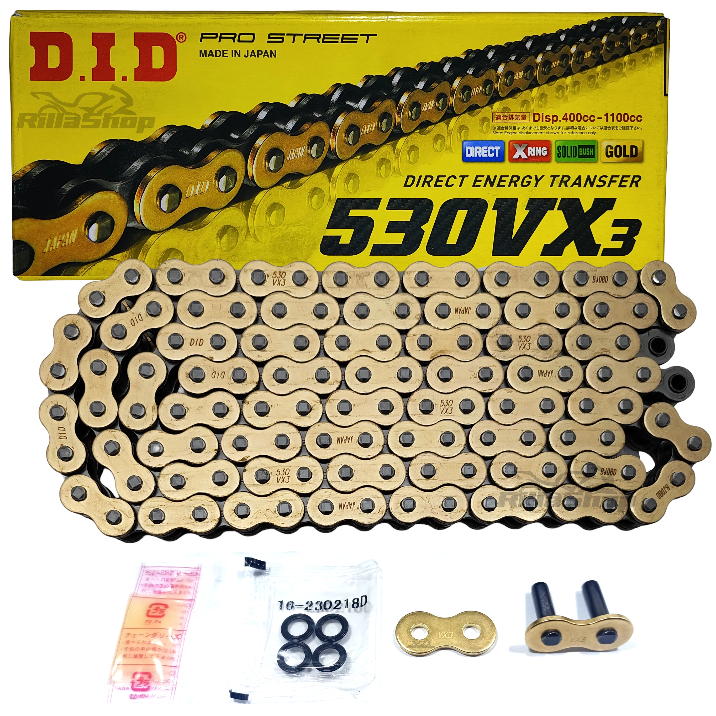 Corrente de Transmissão Dourada com Retentor DID Vx3 530 120 Elos