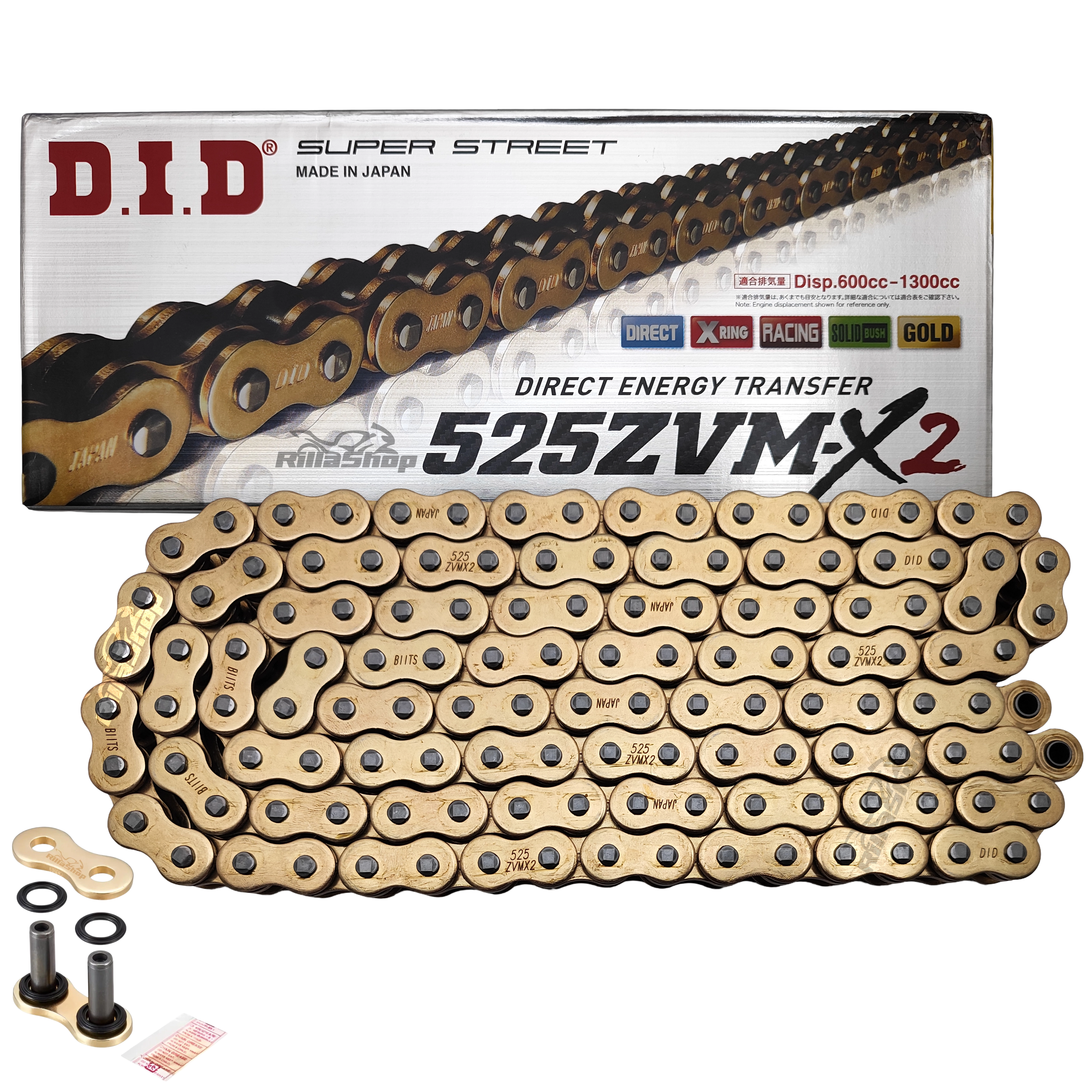 Corrente de Transmissão Dourada com Retentor DID ZVM-X2 Passo 525