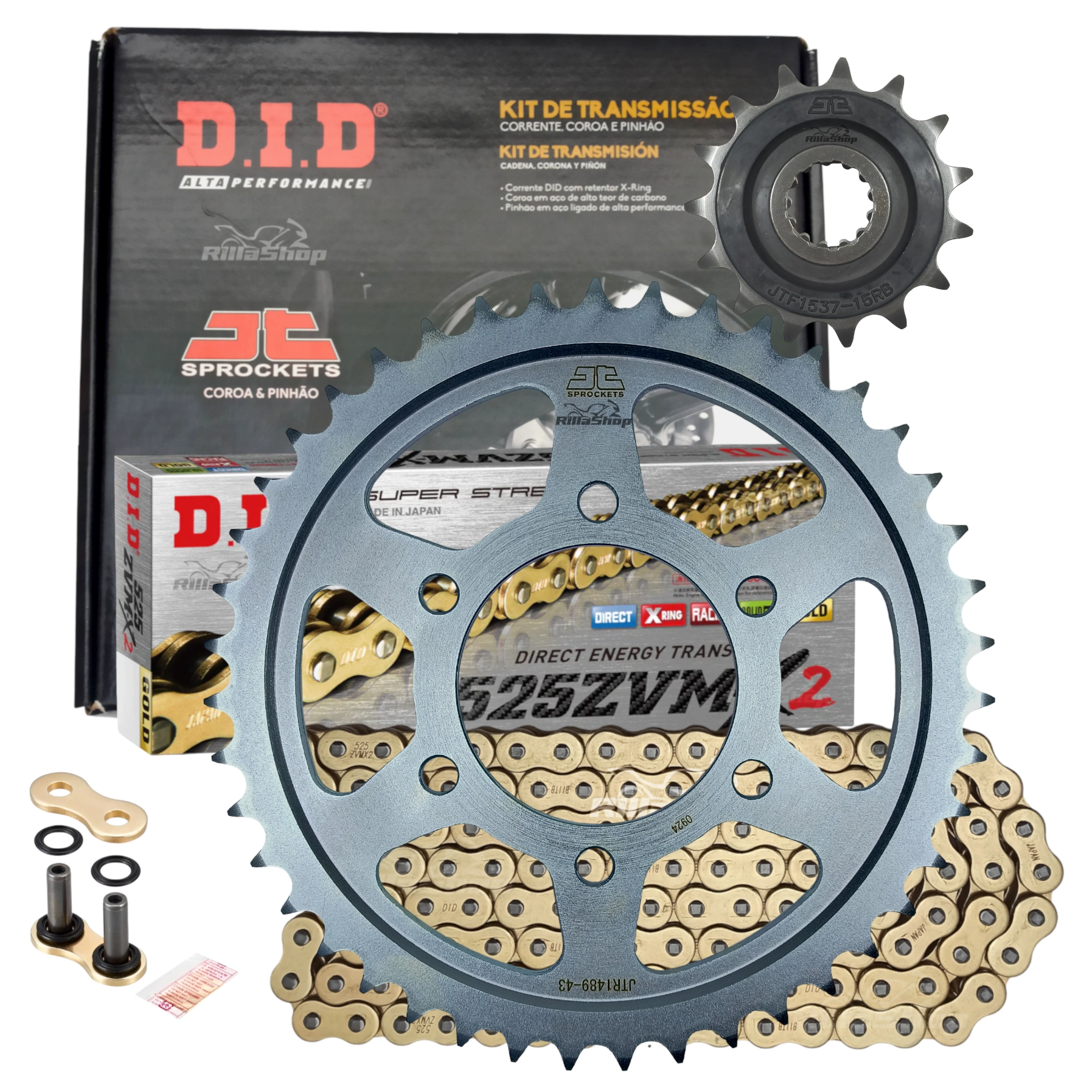 Kit Relação Premium Did Jt 525 Zvm-X2 112 L 43/15 Kawasaki Z 1000 2014 até 2025 Z 1000 R Edition 2017 até 2025
