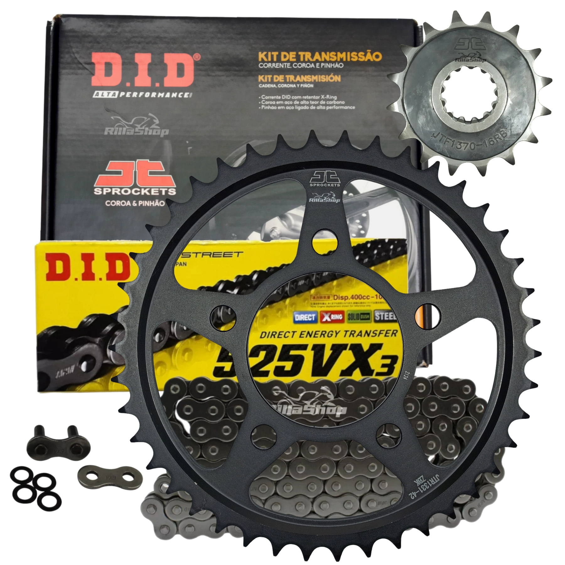 Kit Relação Premium Did Jt 525 Vx3 124 L 42/16 Honda Crf 1000 L Africa Twin 2016 até 2020 1100 L 2020 até 2024