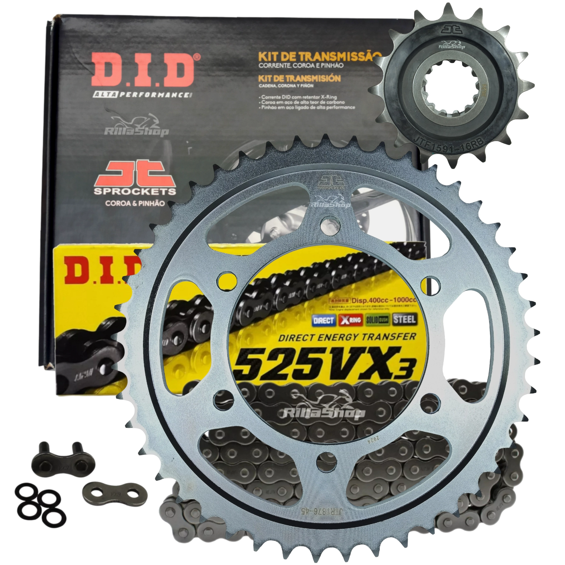 Kit Relação Premium Did Jt 525 Vx3 118 L 45/16 Yamaha Mt 09 2013 até 2024 Tracer 2016 até 2018 Tracer Gt 2019 até 2024