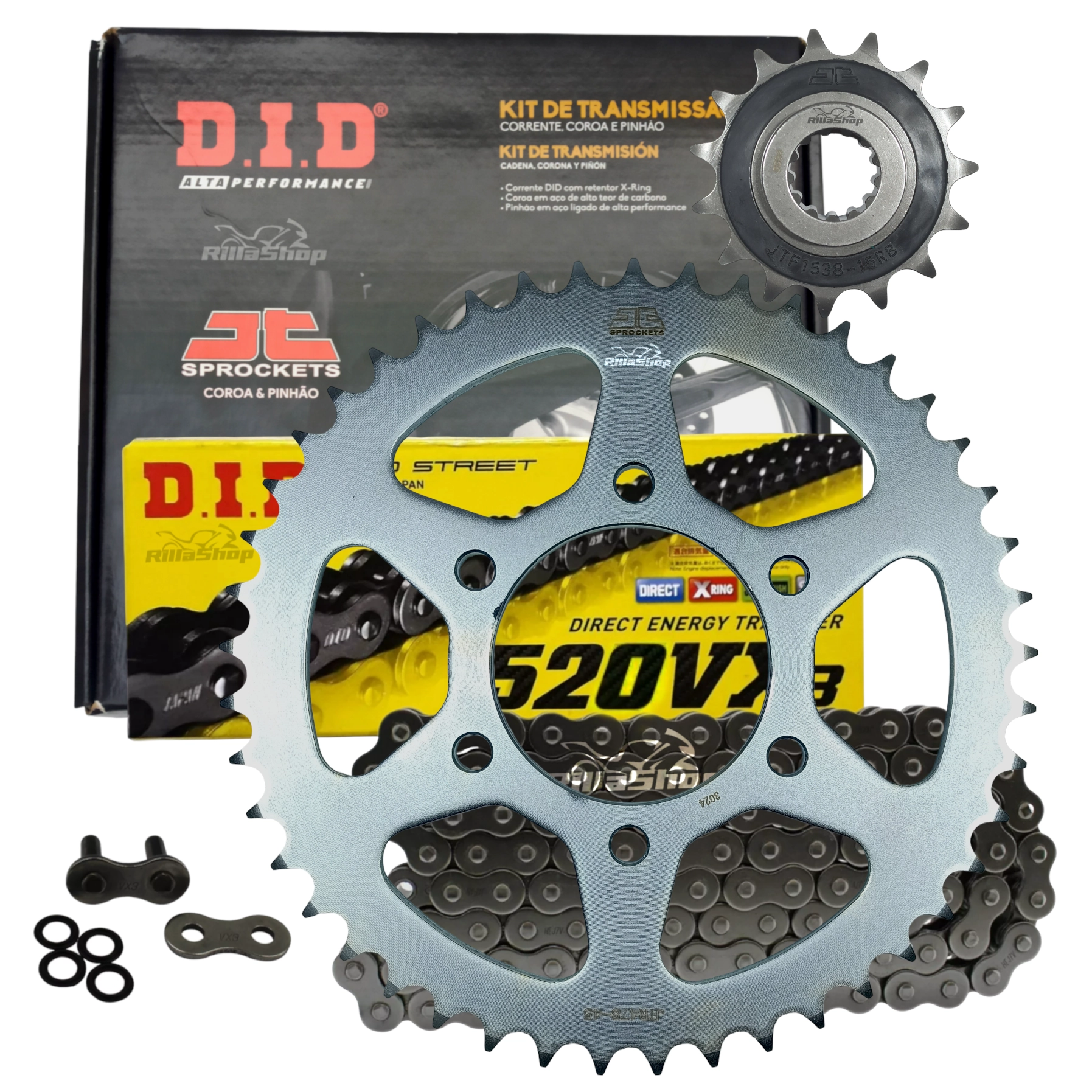 Kit Relação Premium Did Jt 520 Vx3 114 L 45/15 Kawasaki Z 800 2013 até 2016