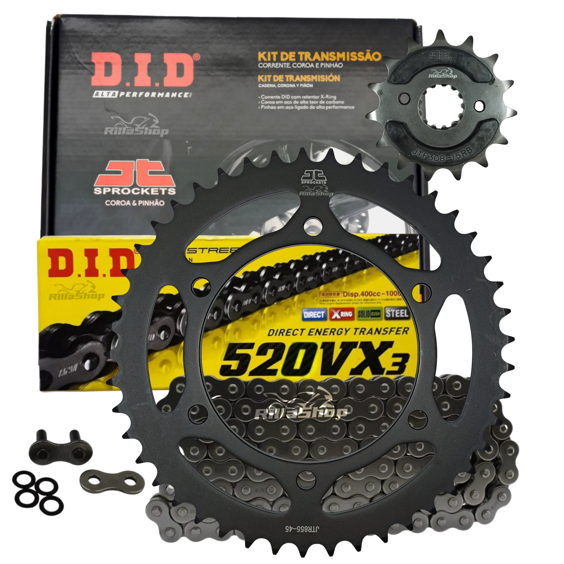 Kit Relação Premium Did Jt 520 Vx3 110 L 45/15 Yamaha Xt 660 R 2004 até 2018 X Supermotard 2004 até 2017