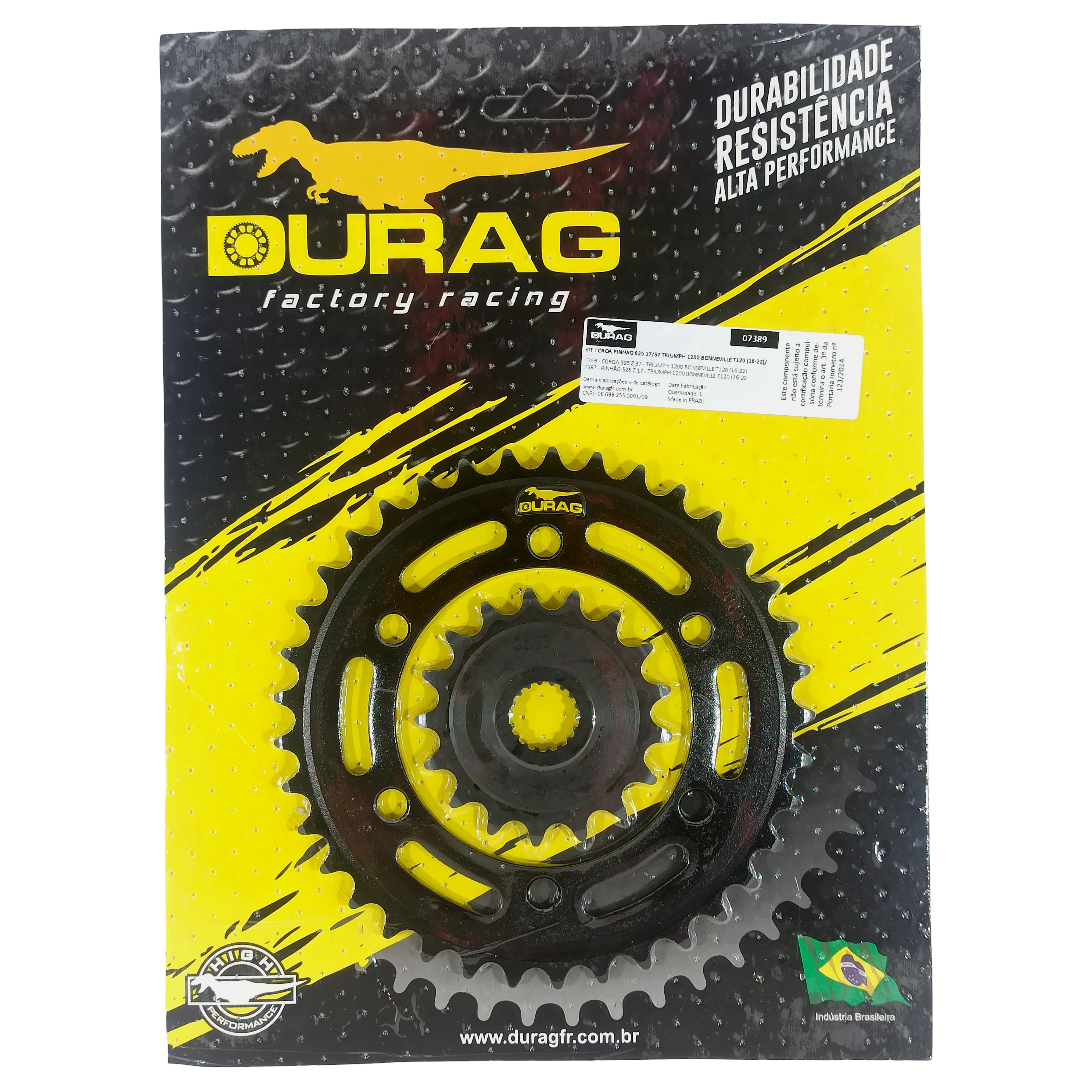 Kit Coroa e Pinhão Durag 525 37/17 Triumph 1200 T120 2016 até 2022