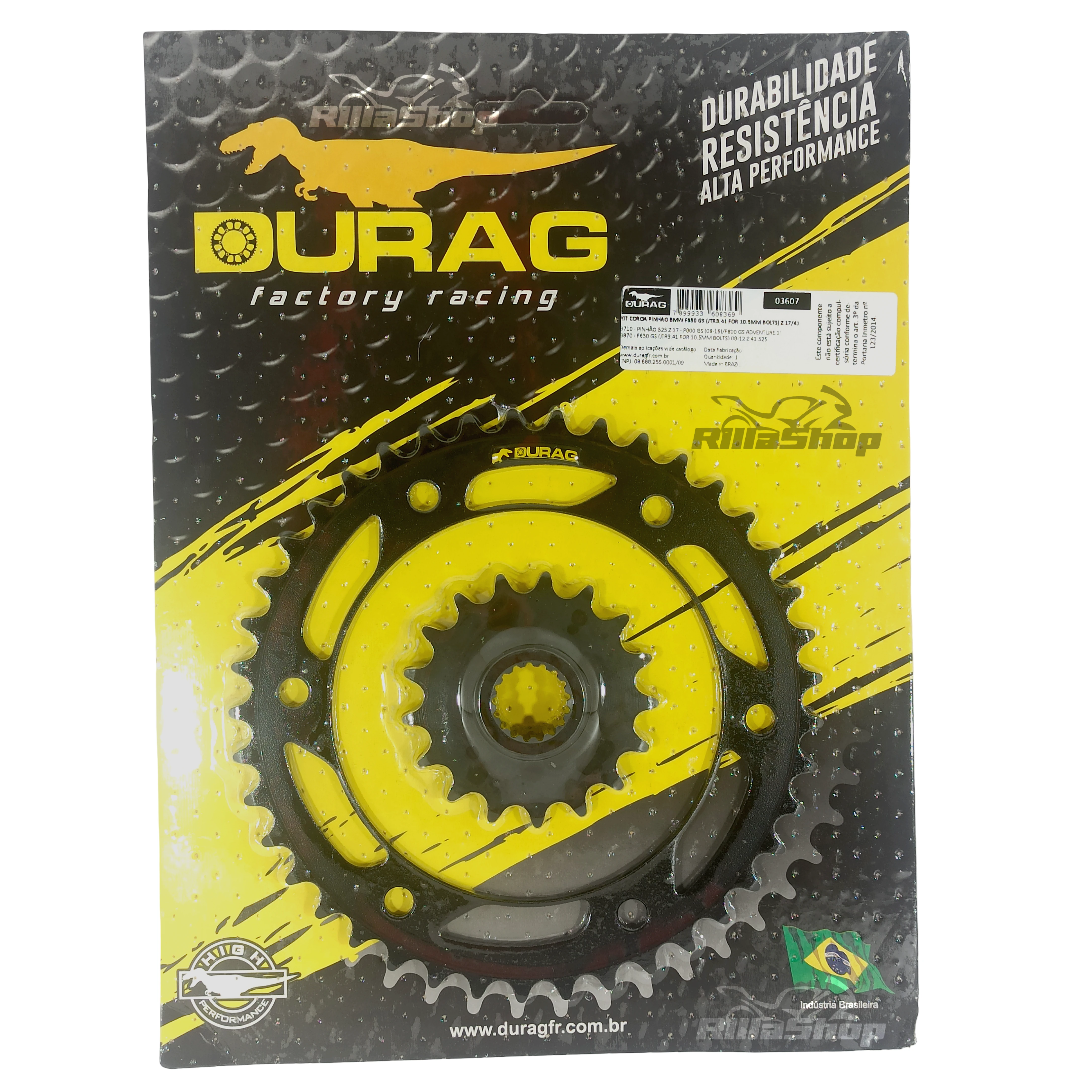 Kit Coroa e Pinhão Durag 525 41/17 Bmw F 650 Gs 2008 até 2012 10,5mm