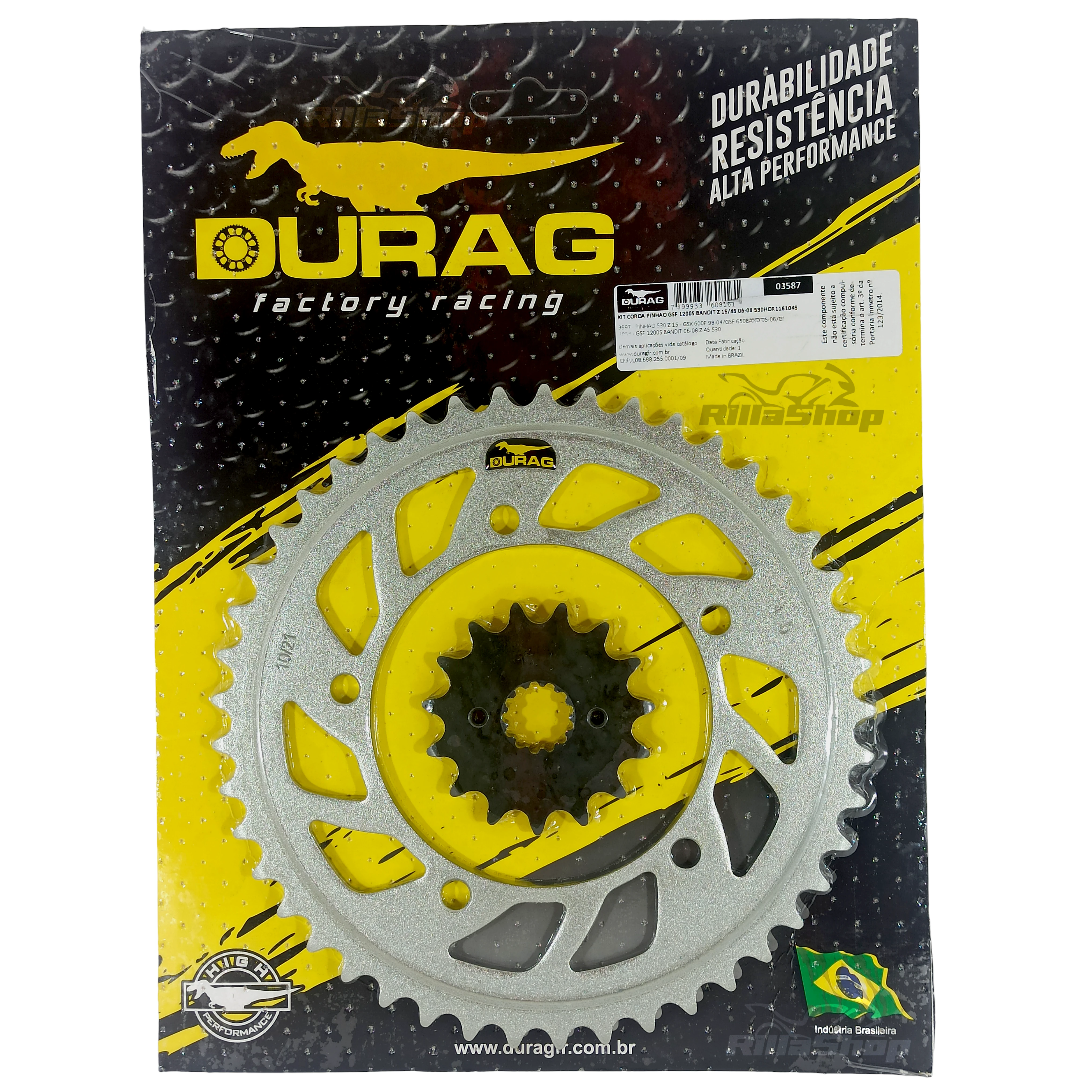 Kit Coroa e Pinhão Durag 530 45/15 Gsf 1200 S N Bandit 2006 até 2008