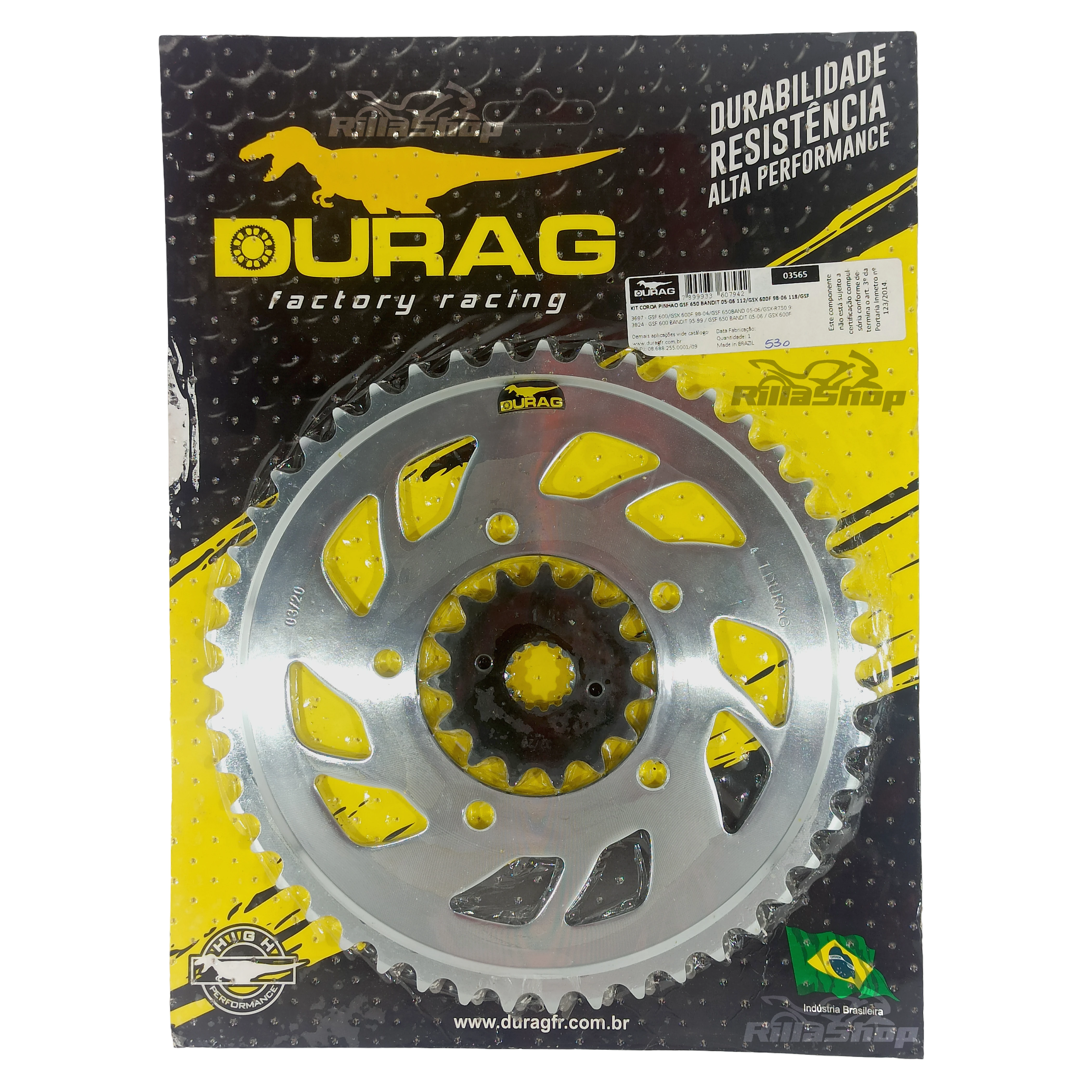 Kit Coroa Pinhão Durag 530 47/15 Suzuki Gsf 600 Bandit 95/99 Gsf 650 Bandit 05/06 Gsx 600 F 98/06 Gsx 750 F 89/97