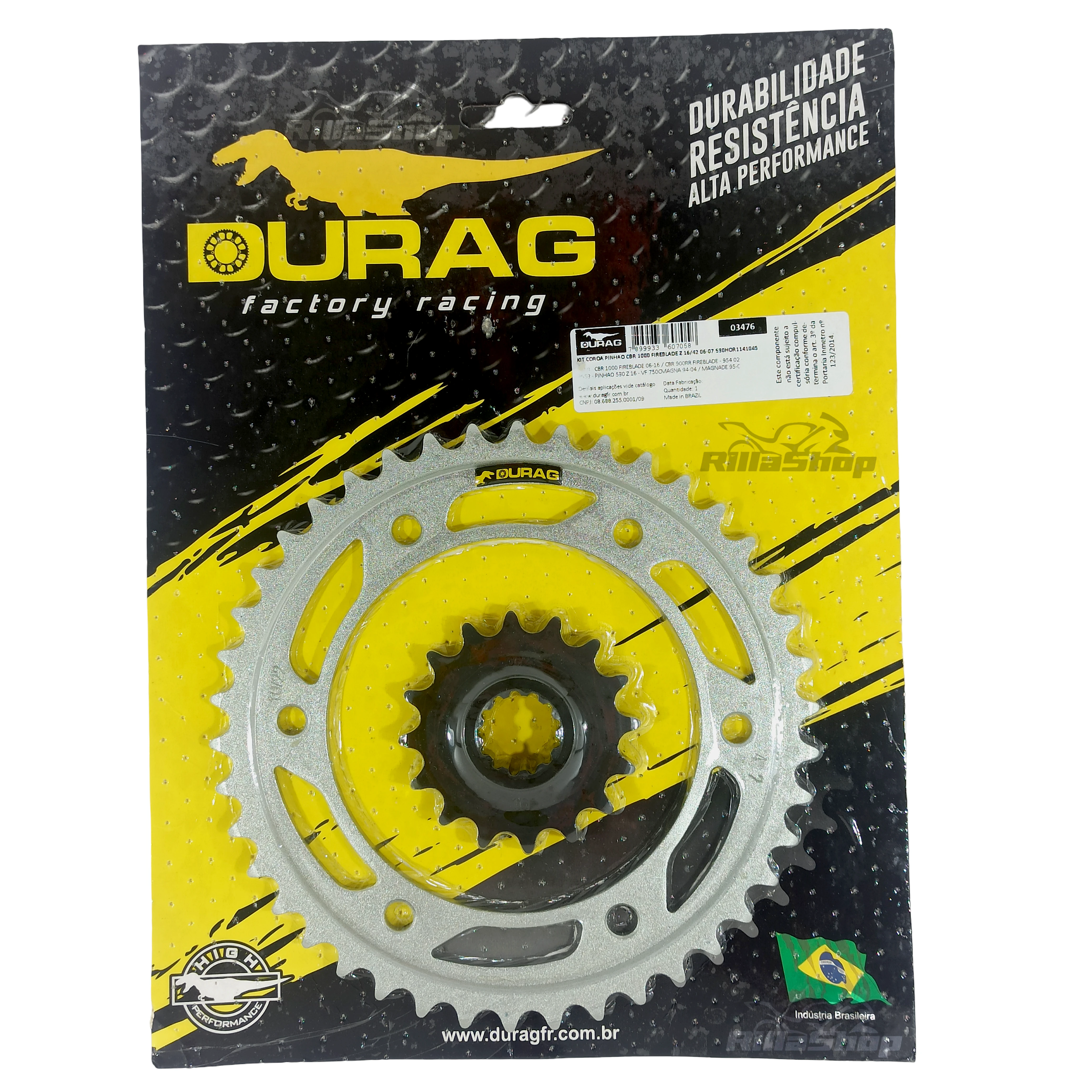 Kit Coroa e Pinhão Durag 530 42/16 Cbr 1000 Rr Fireblade 2006 e 2007